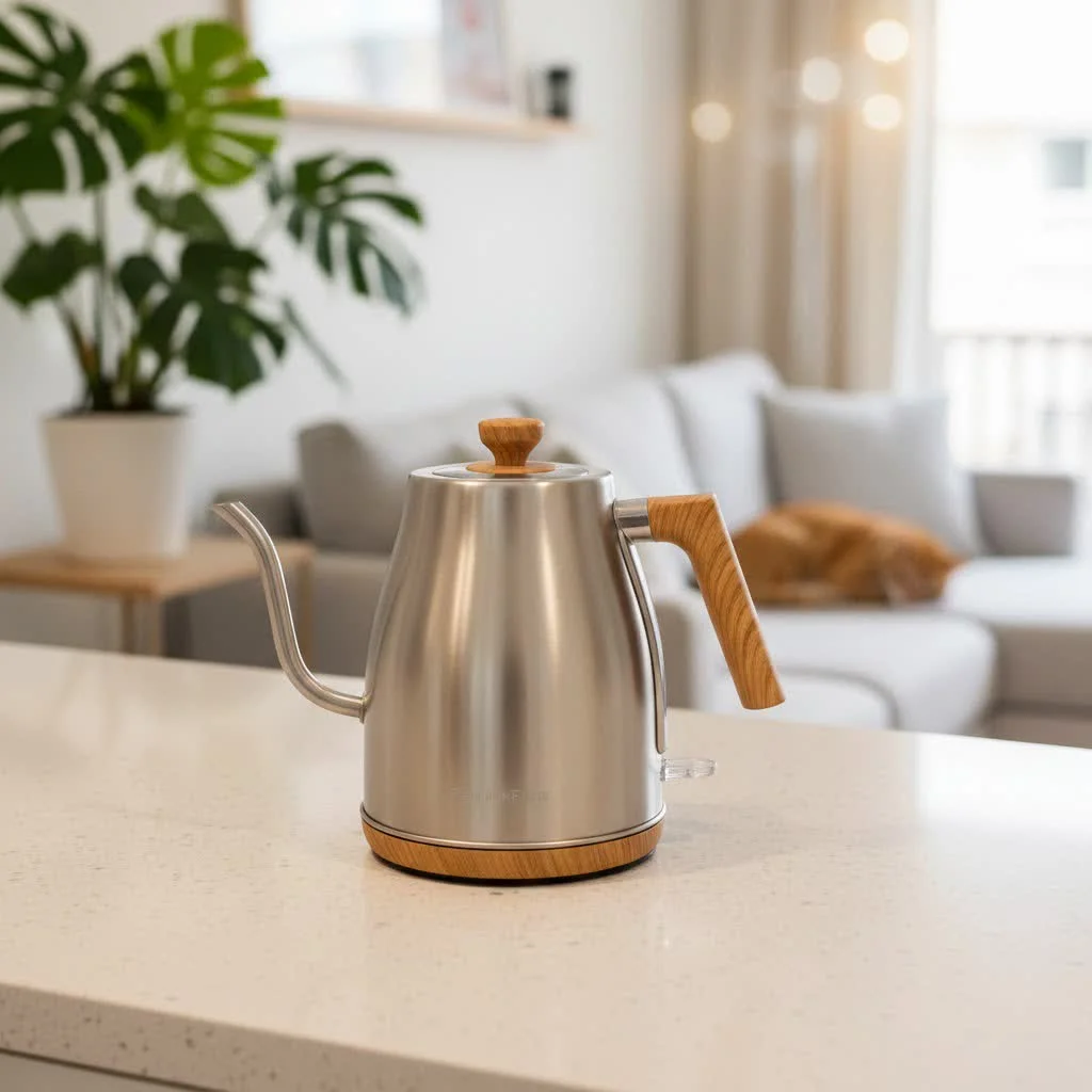 Bella electric kettle boiling water with steam