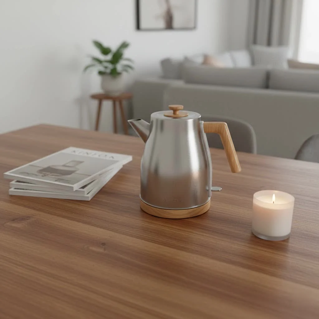 Clear glass electric kettle boiling water