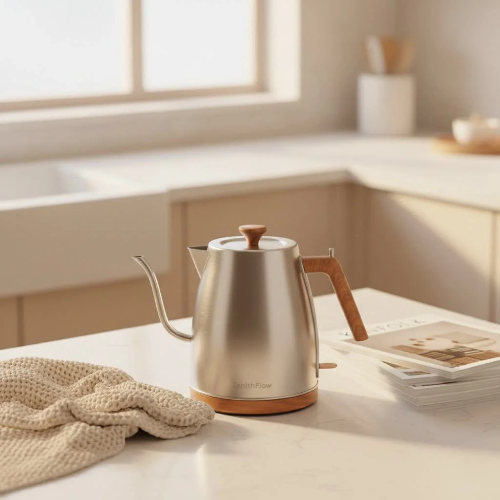 Electric kettle with digital display and tea infuser