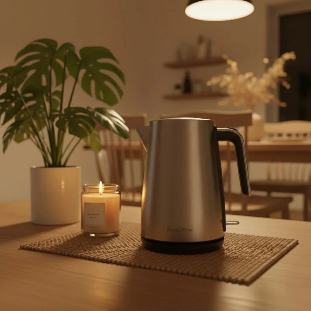 Modern stainless steel electric kettle boiling water