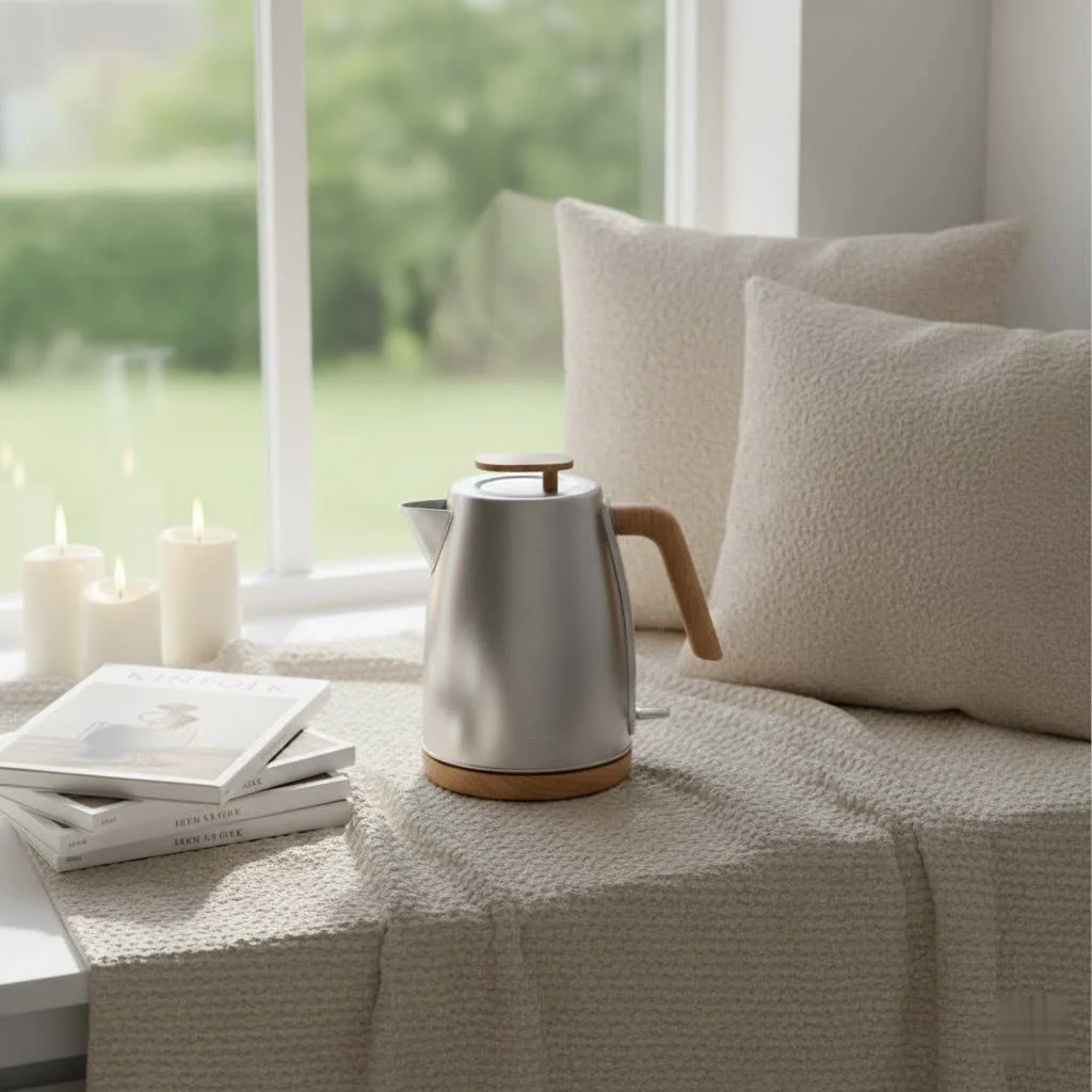 Modern electric tea kettle boiling water