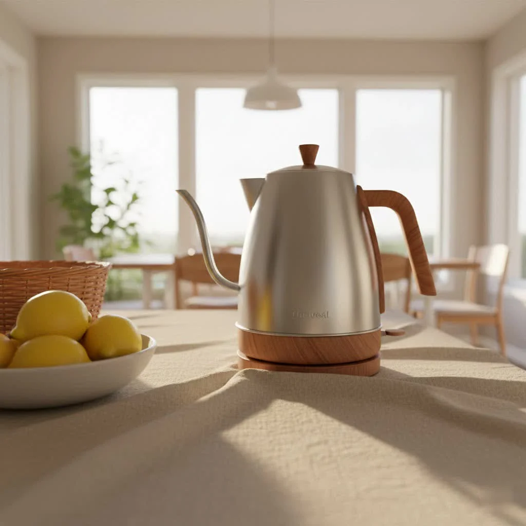 Ovente electric kettle boiling water with blue LED light