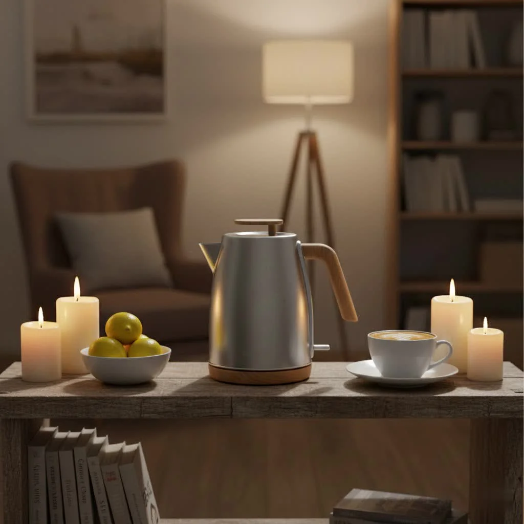 Digital display of a variable temperature electric kettle showing precise temperature control