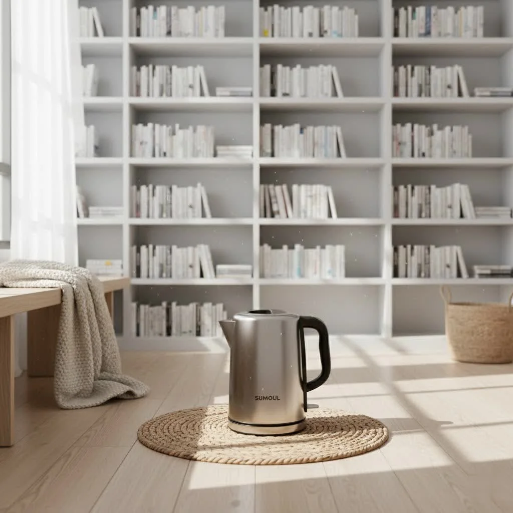 Modern electric kettle boiling water