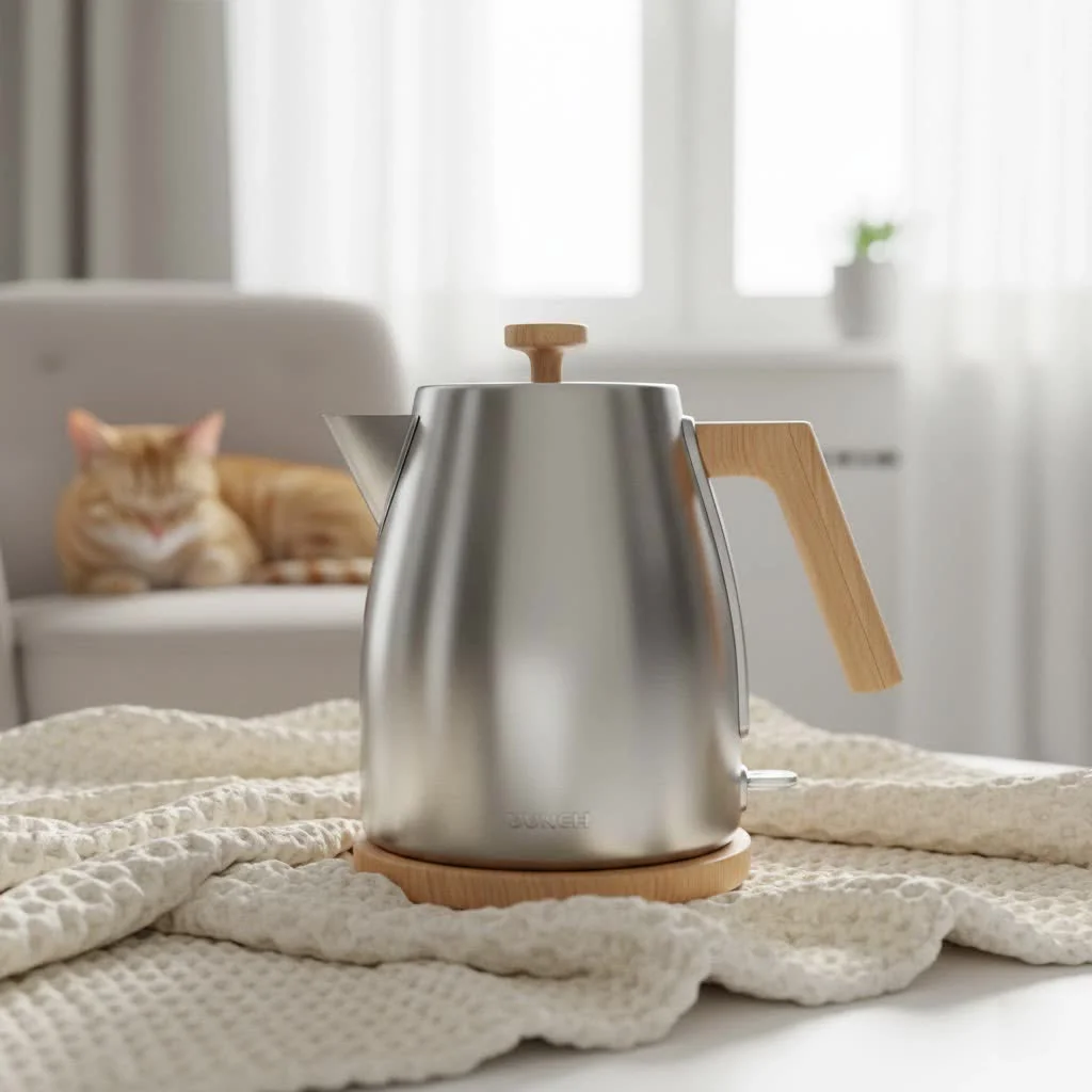 Modern stainless steel electric kettle boiling water