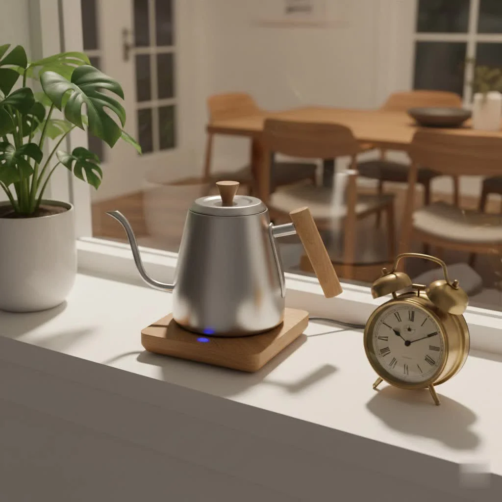 Fellow Stagg EKG electric kettle on a kitchen counter